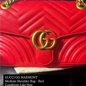 Gucci GG Marmont Medium Leather Shoulder Bag – Red